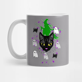 Black Cat, Ghost and witch Mug